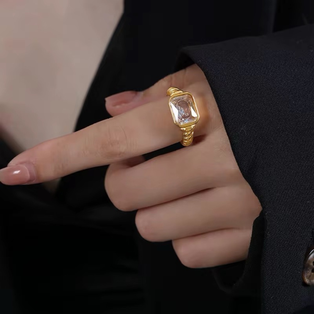 SIZE 8 | 18K Gold Plated CZ Chunky Ring - One Ring Only - Picture 3 of 6